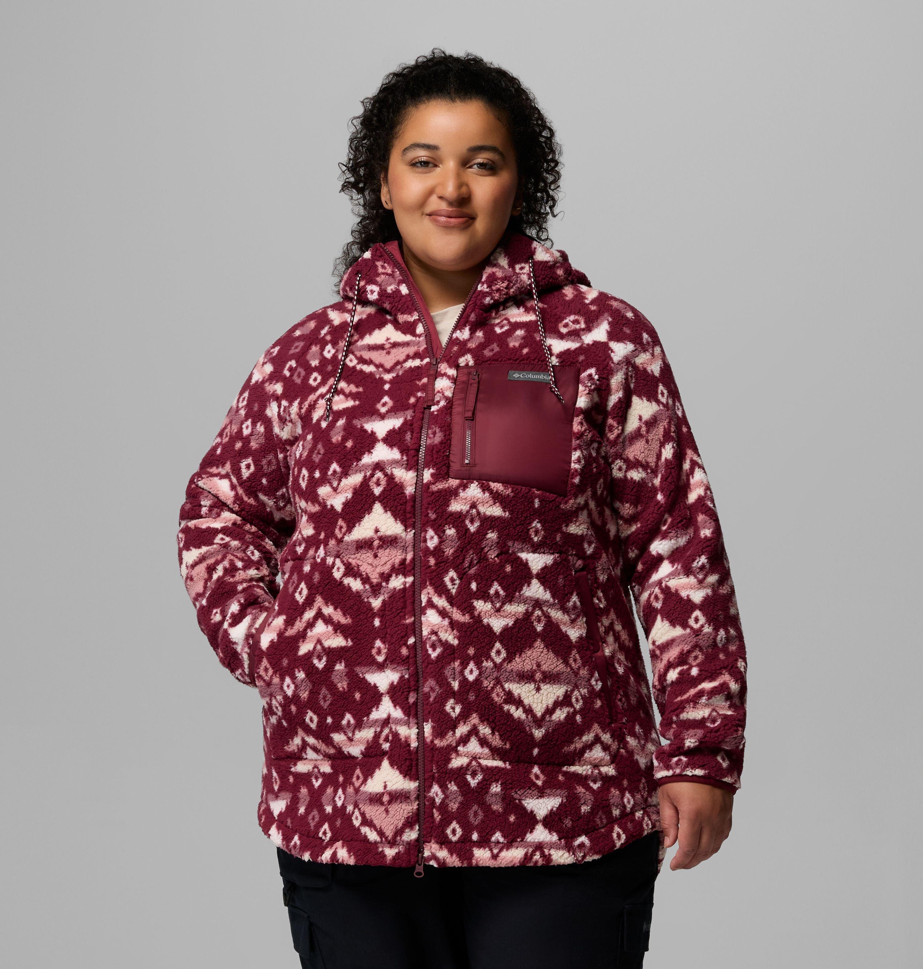 Women's Winter Warmth Printed Full Zip Hoodie - Plus Size